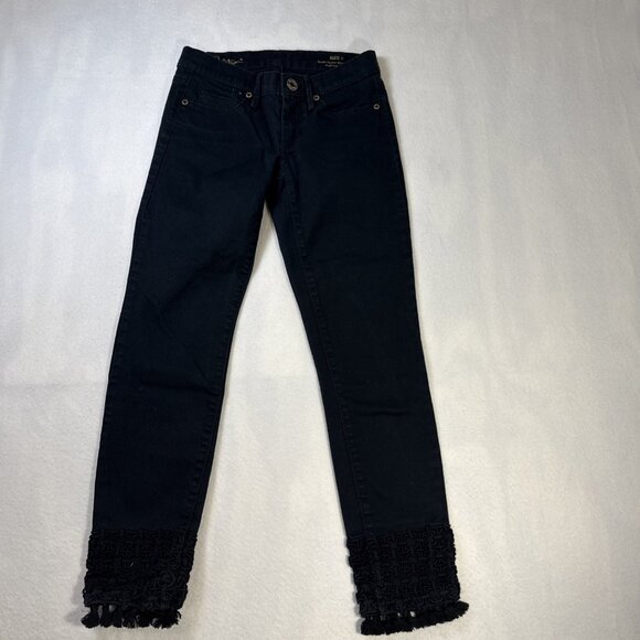 LILLY PULITZER South Ocean Skinny Crop Black Jeans Tassel Hemline SZ 0 - Picture 1 of 10